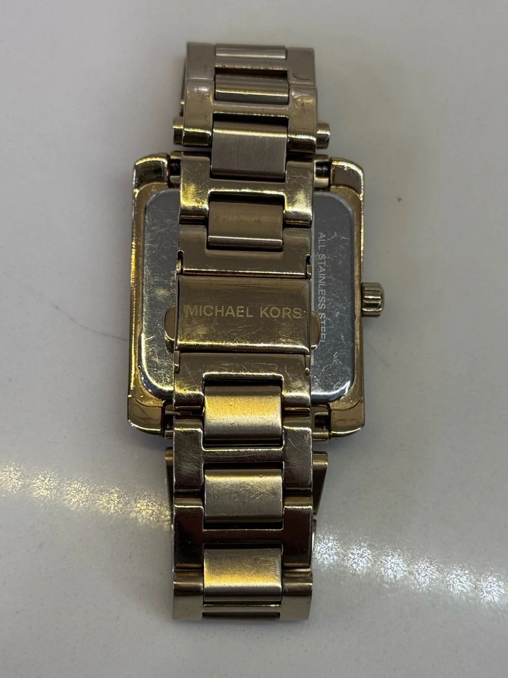 Michael Kors Gold Crystal-Frame Women's Rectangular Watch